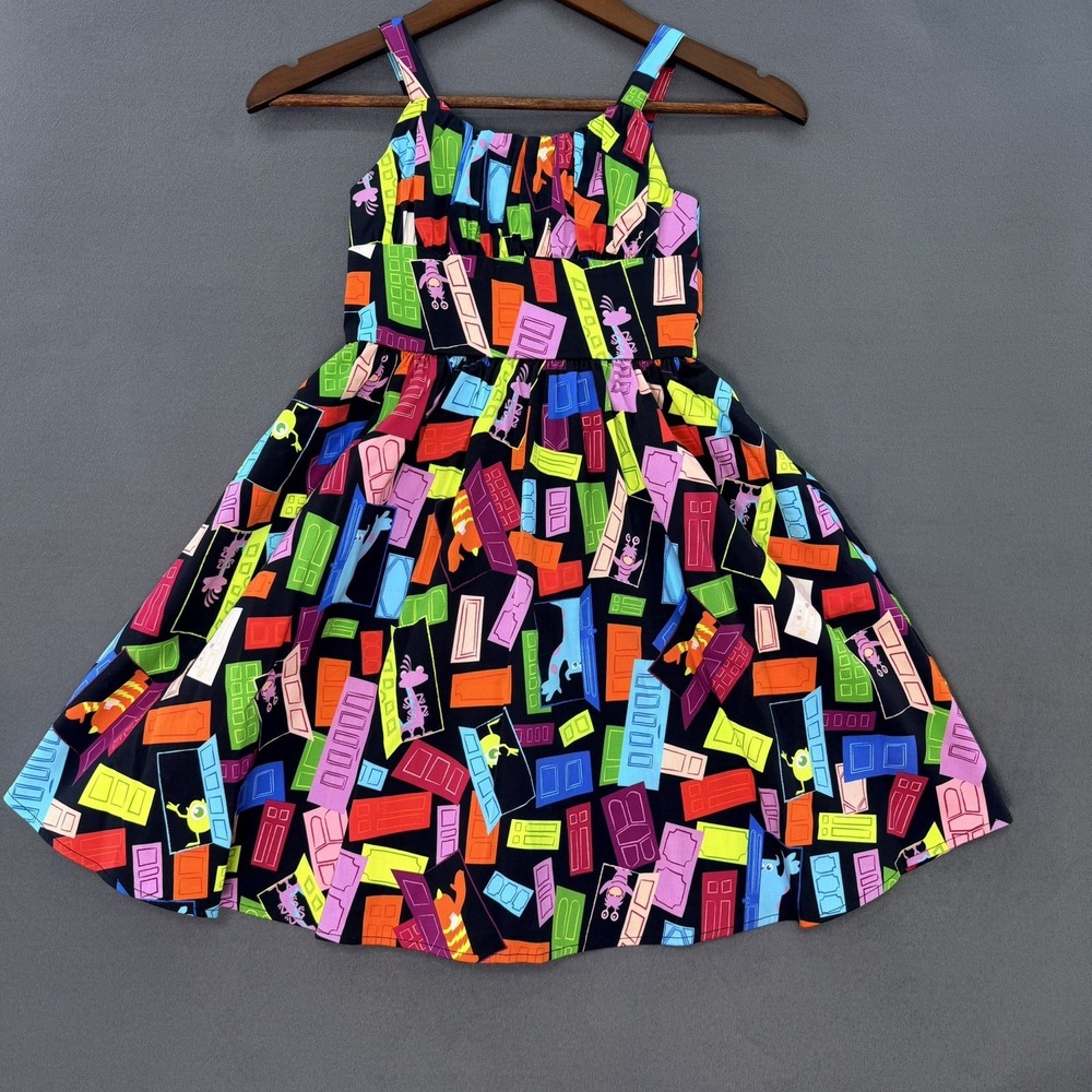 Disney Parks Dress Shop Monsters Inc doors Dress Youth S Fit Flare Multicolored